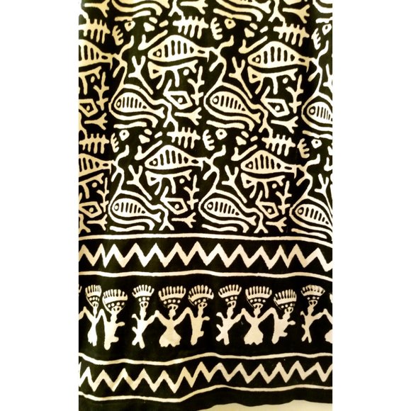 Vintage Cotton Jacket Plus 2x 18 20 Black Tan Tribal Ethnic India 1990s - Picture 7 of 10